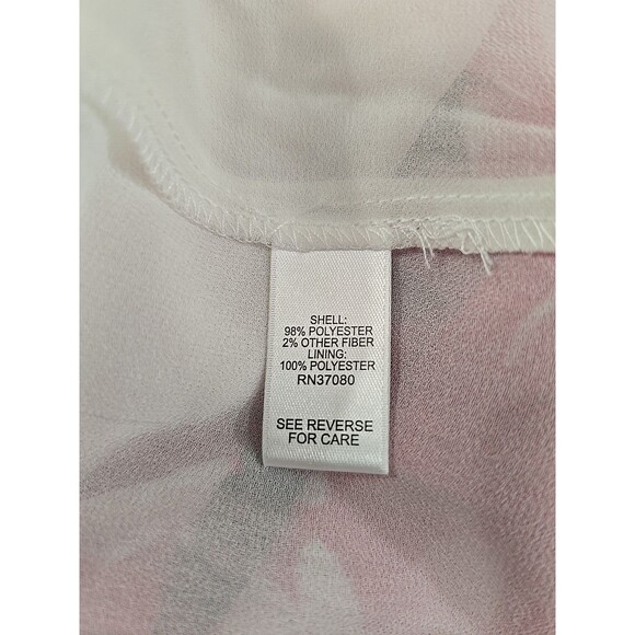 Pink Floral Flare Ruffle Sleeve Office Career Dressy Modest Blouse Womens 14 16 - Picture 9 of 10